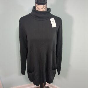 Large J. Jill Collection Faux Wrap Black Top Blouse Criss Cross new with tags